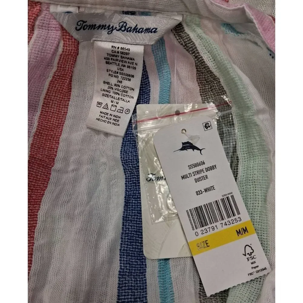 Tommy bahama women medium maxi dress beach sun travel gauzy cotton green stripe